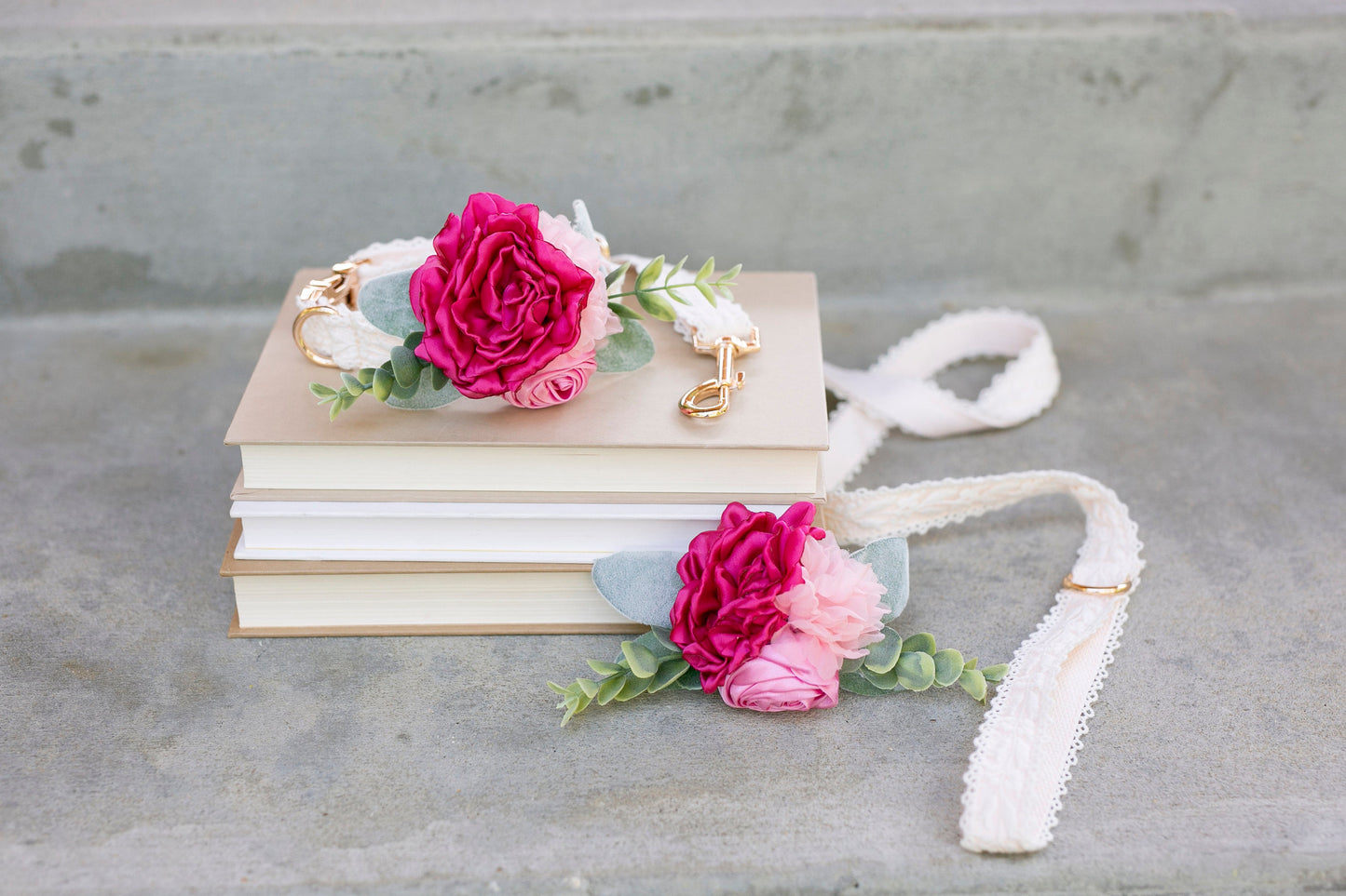 Pink Floral Dog Collar Corsage: Wedding Ring Bearer Accessory