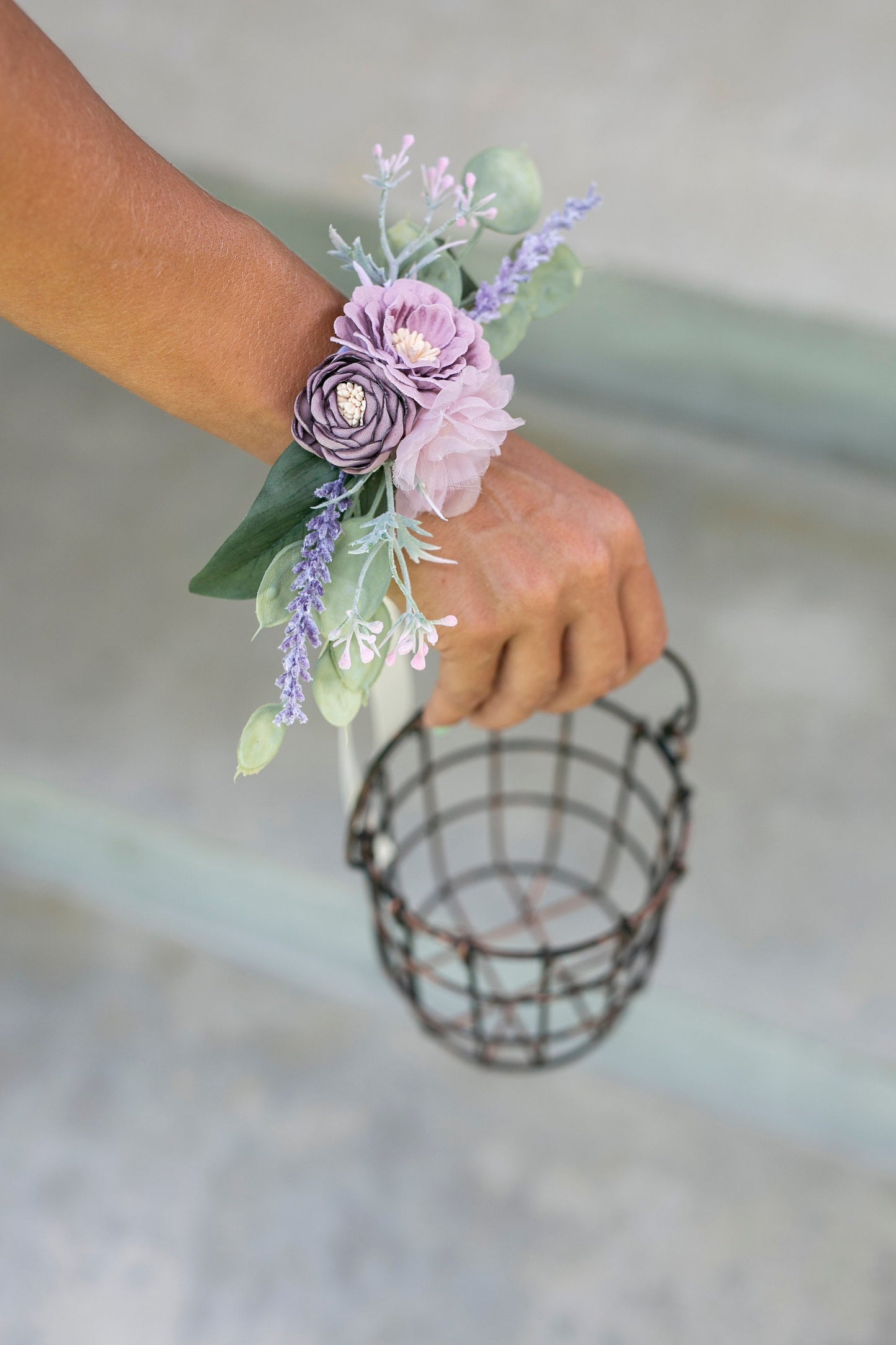 Purple Floral Corsage: Wedding Mother of Bride Wristlet