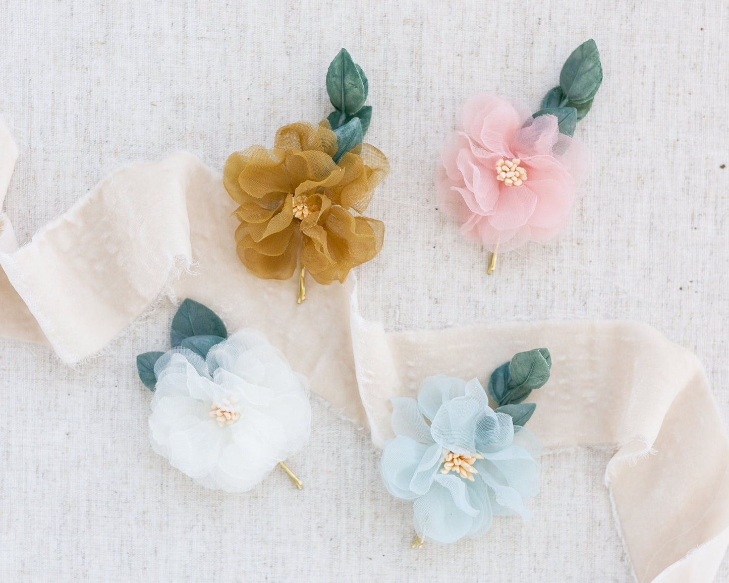 Floral Hair Pin Set: Boho Bridal Hair Accessory
