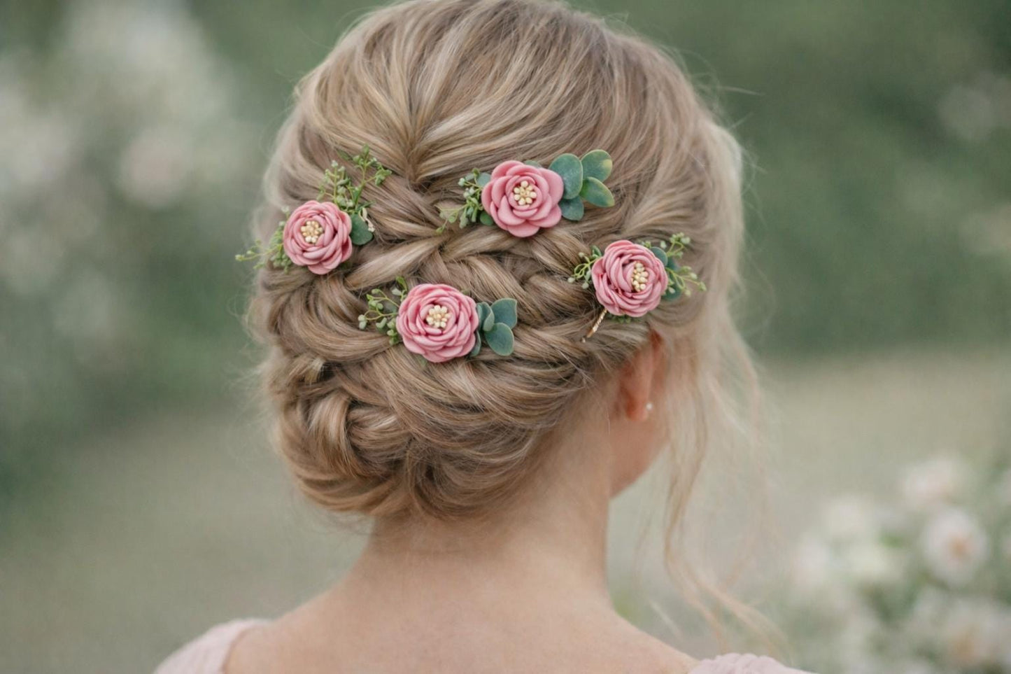 Blush Pink Flower Hair Pins: Bridal Hair Accessory