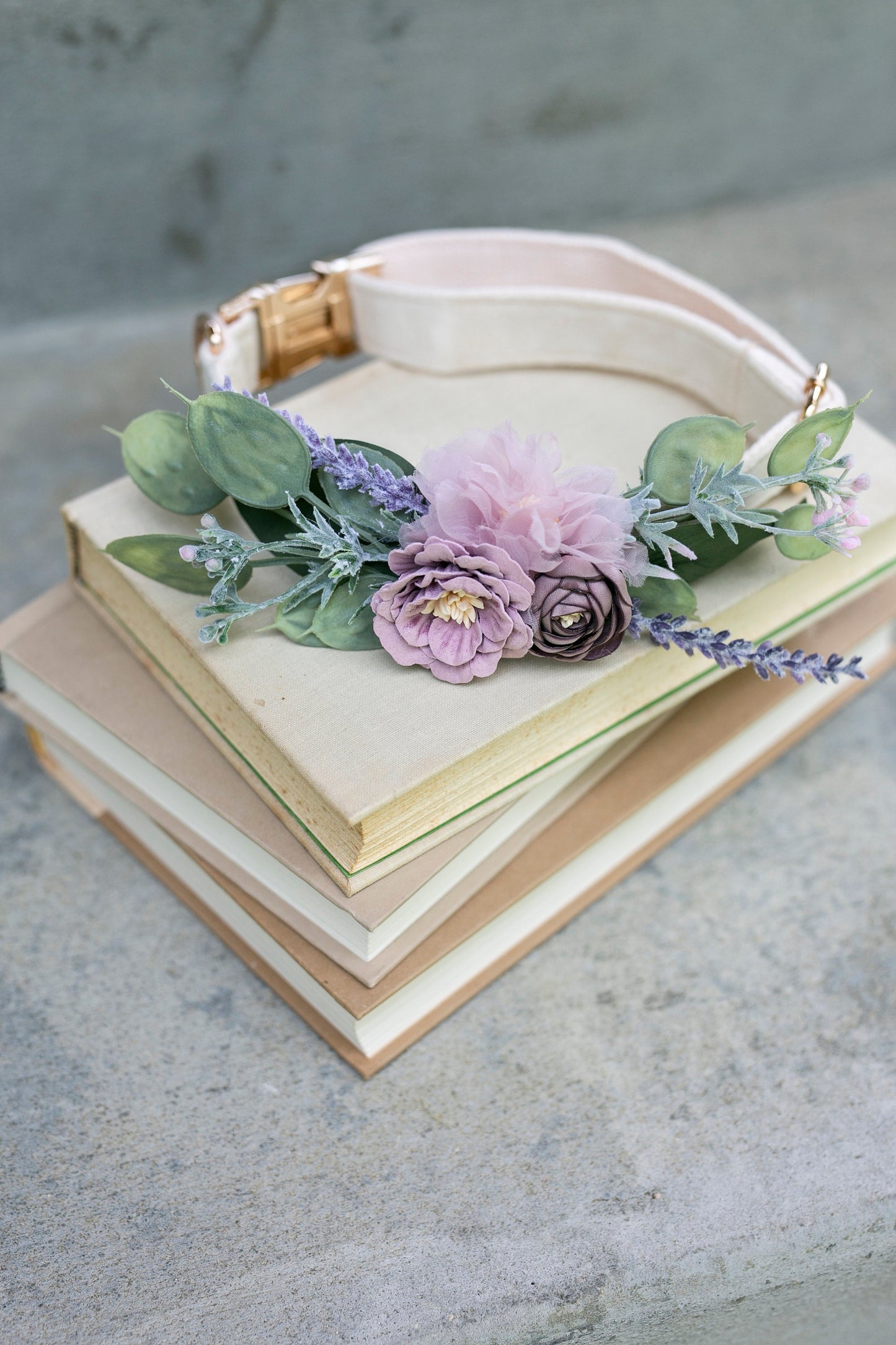 Dog Wedding Collar Corsage: Mauve & Purple Floral Pet Accessory