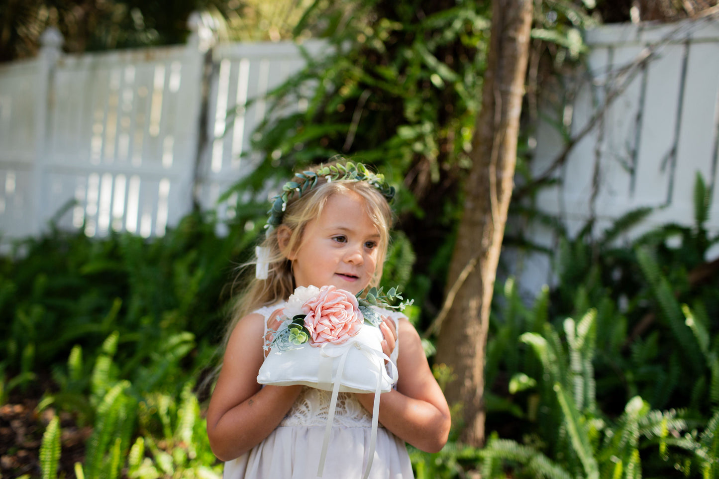 Kai Floral Ring Bearer Pillow: Blush Pink Wedding Decor
