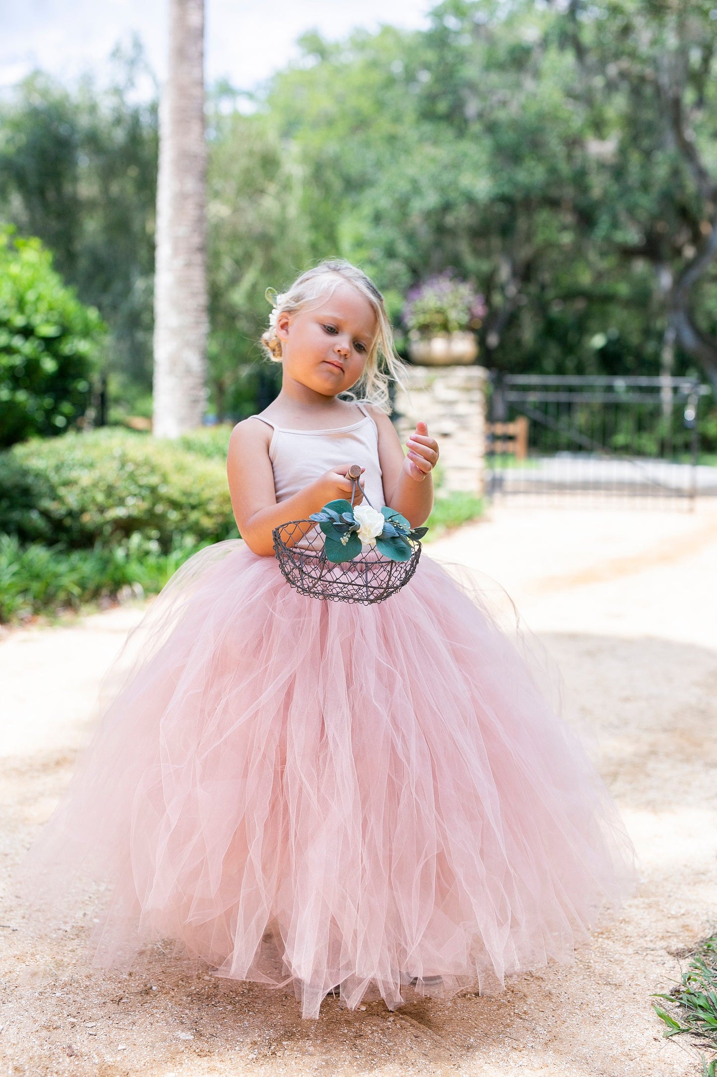 Savannah Rustic Bronze Flower Girl Basket: Barn Wedding Decor