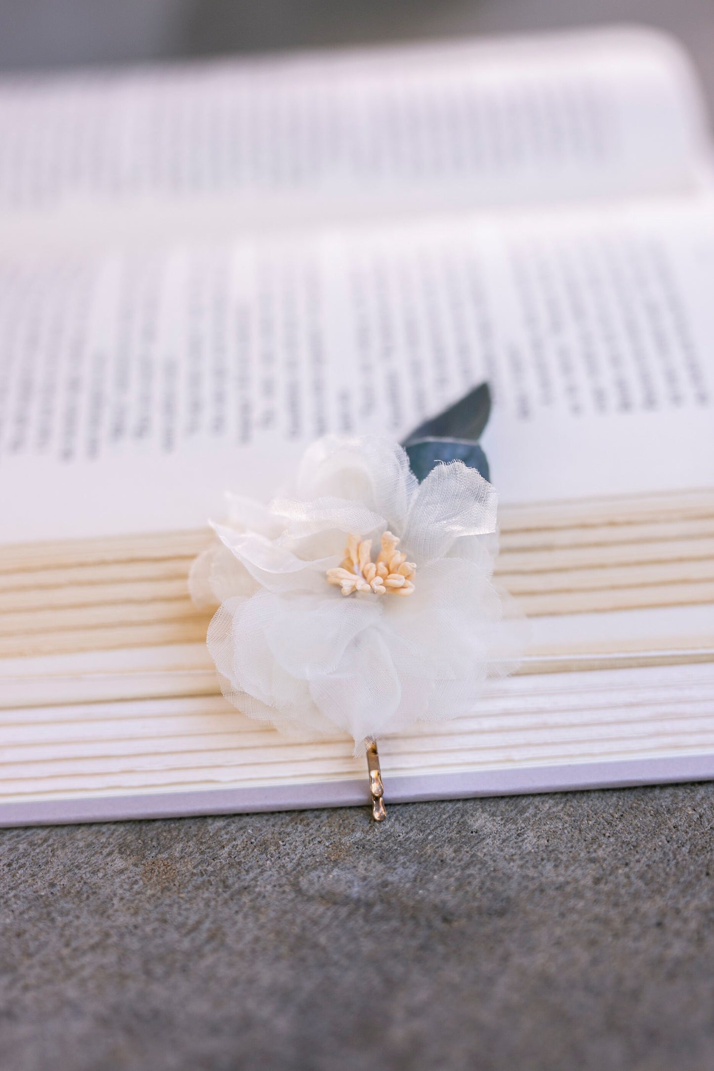 Eucalyptus Bridal Hair Pins: Silk Organza Flower Wedding Accessory