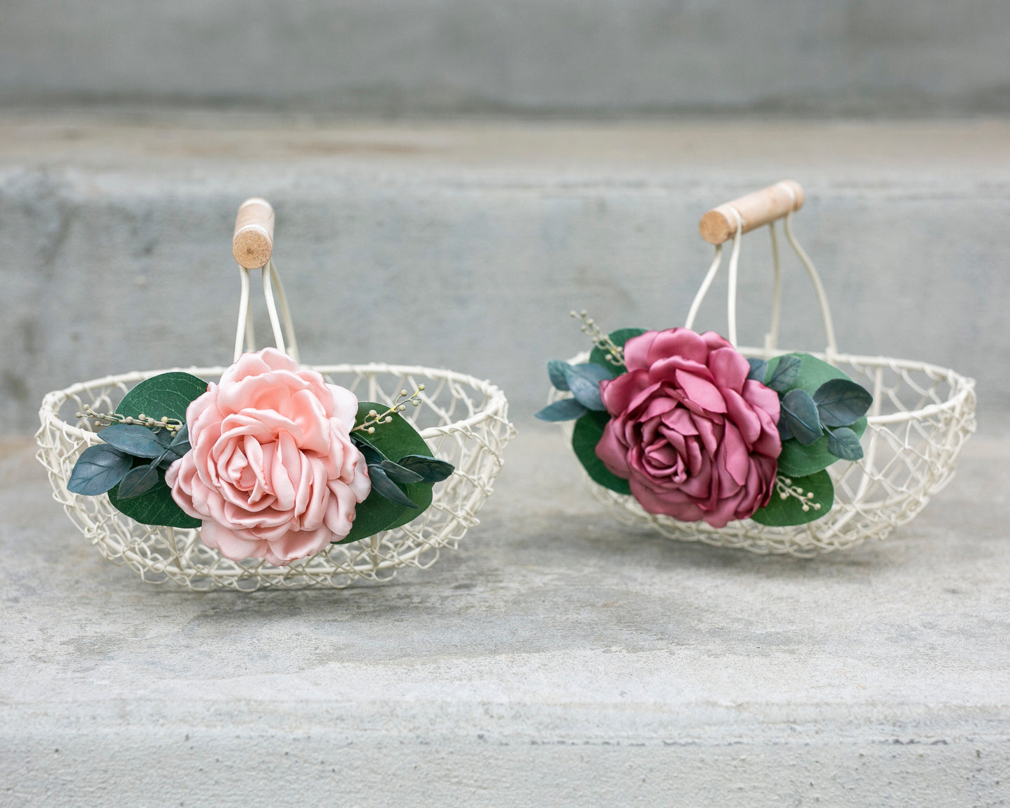 Ivory Flower Girl Basket: Blush Pink Wedding Decor