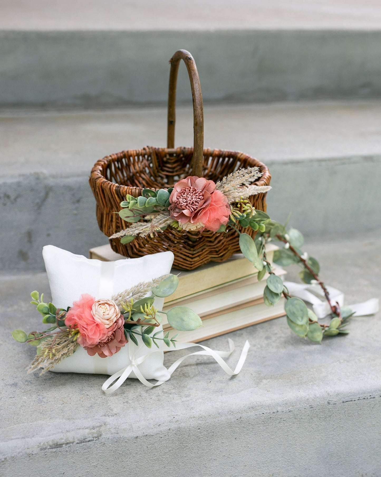 Boho Flower Girl Basket Set: Wildflower Wedding Decor