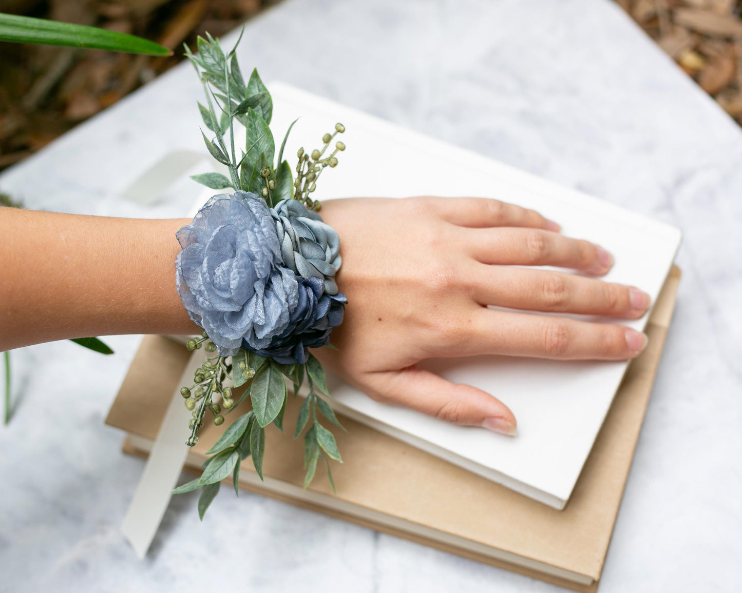 Midnight Bloom Corsage: Wedding Floral Wristlet