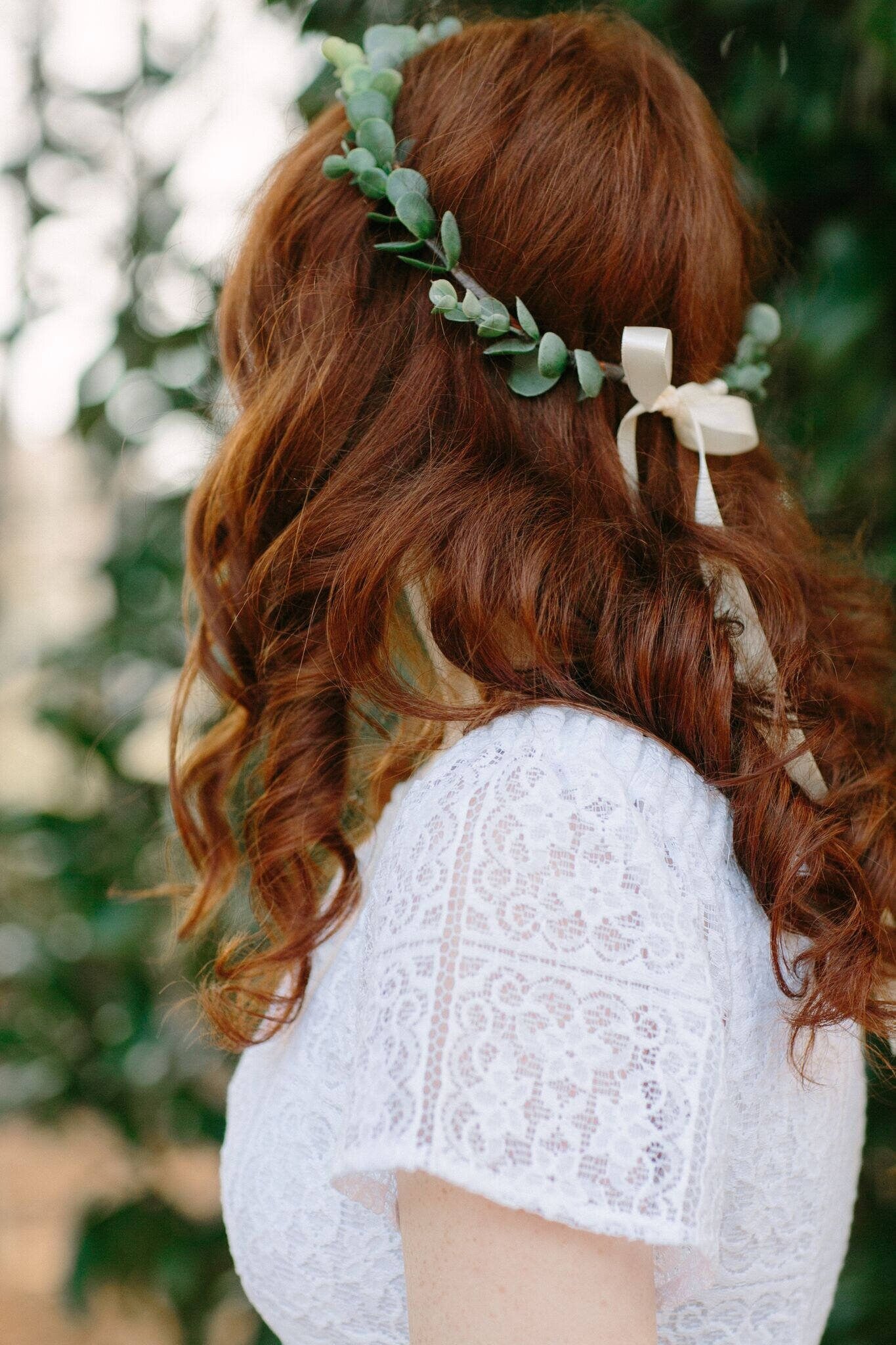 Isla Green Eucalyptus Leaf Crown: Boho Bridal Hairpiece