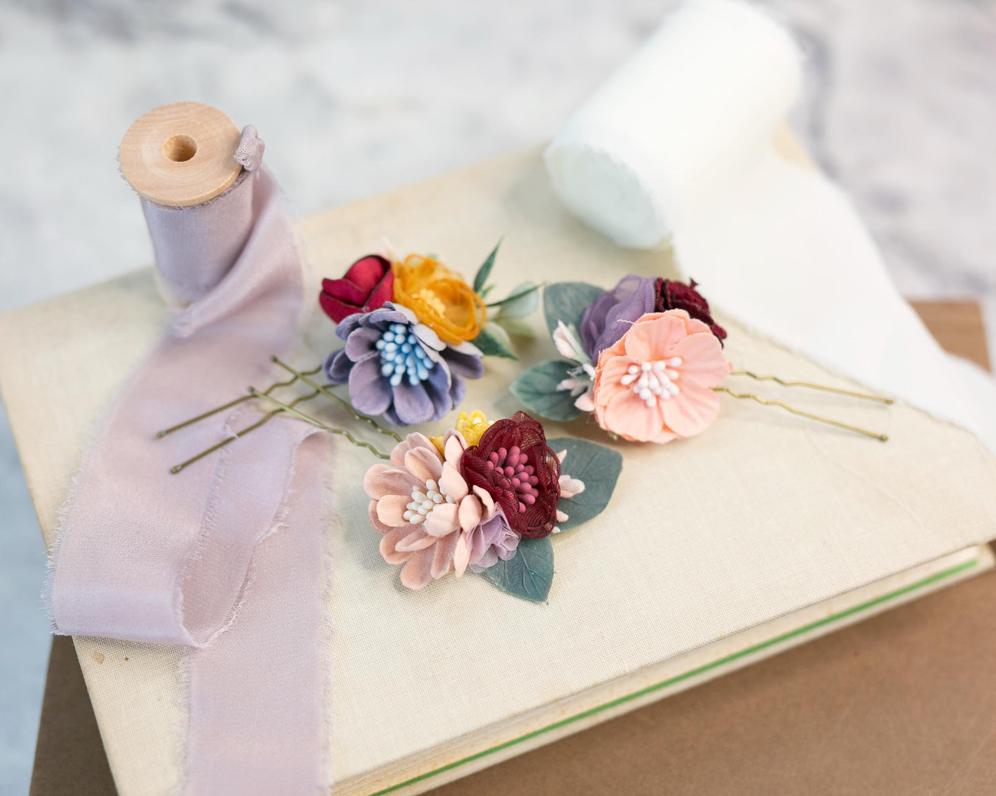 Bridal Flower Hair Pin Set: Regency Wedding Hair Accessory