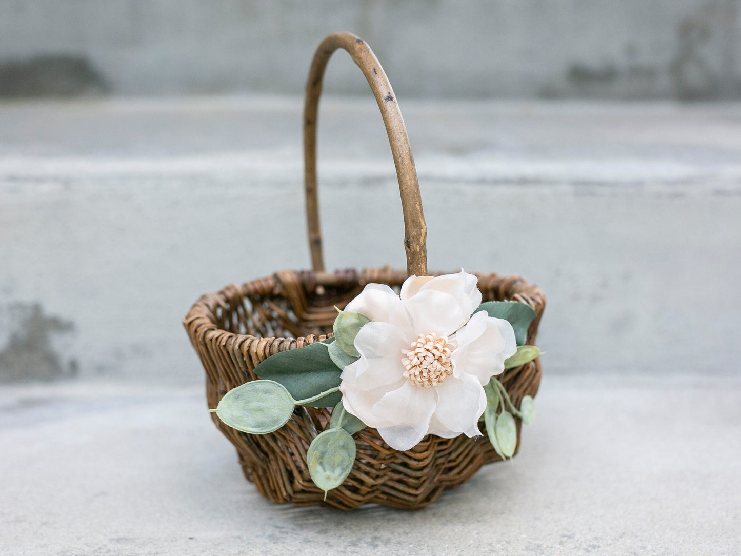 Willow Flower Girl Basket: Romantic Wedding Basket with Greenery