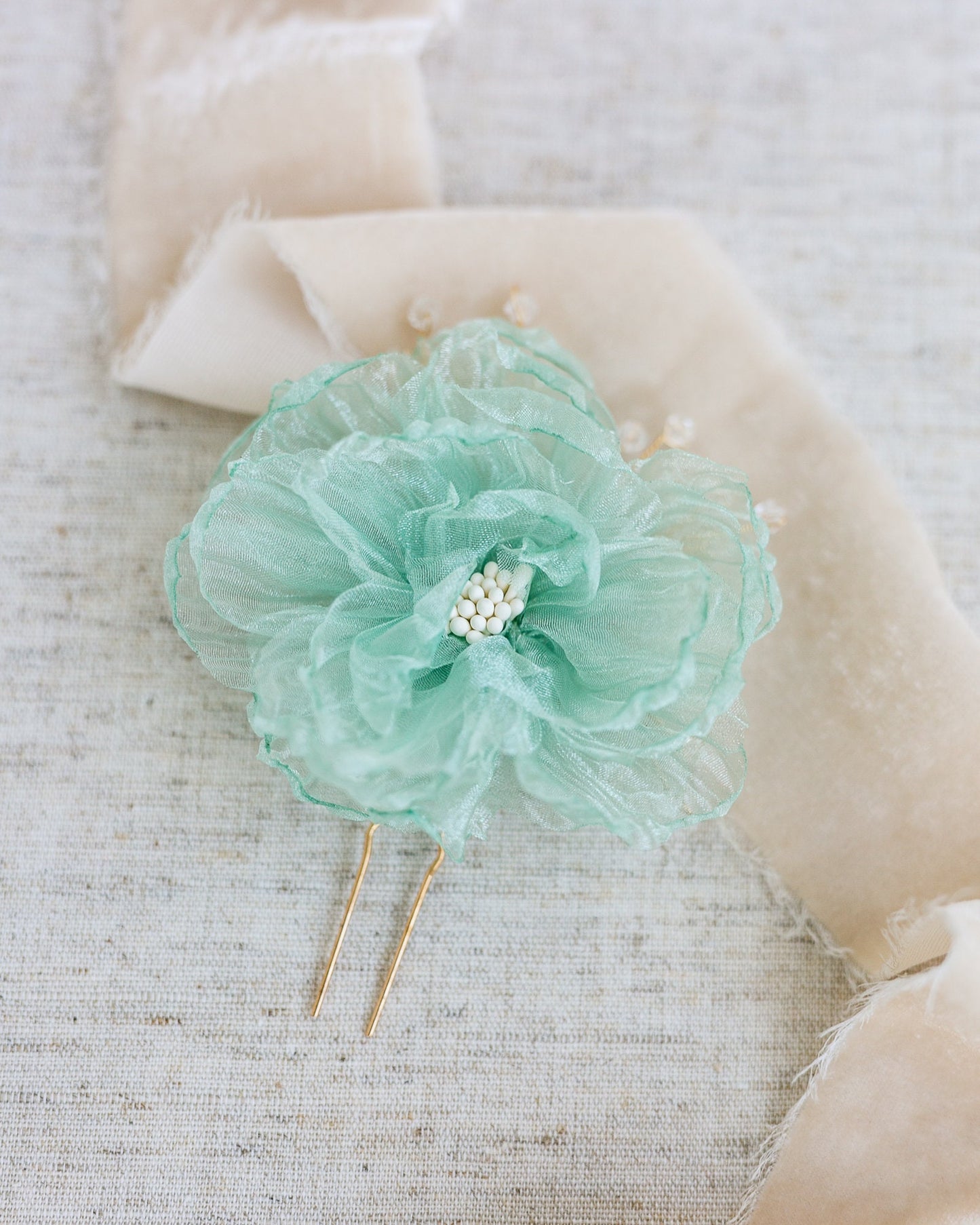 Crystal Flower Hair Pin: Gold Bridal Hair Accessory