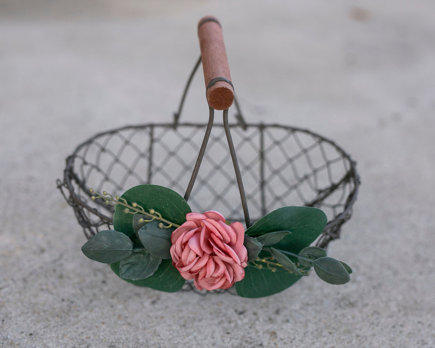 Savannah Rustic Bronze Flower Girl Basket: Barn Wedding Decor