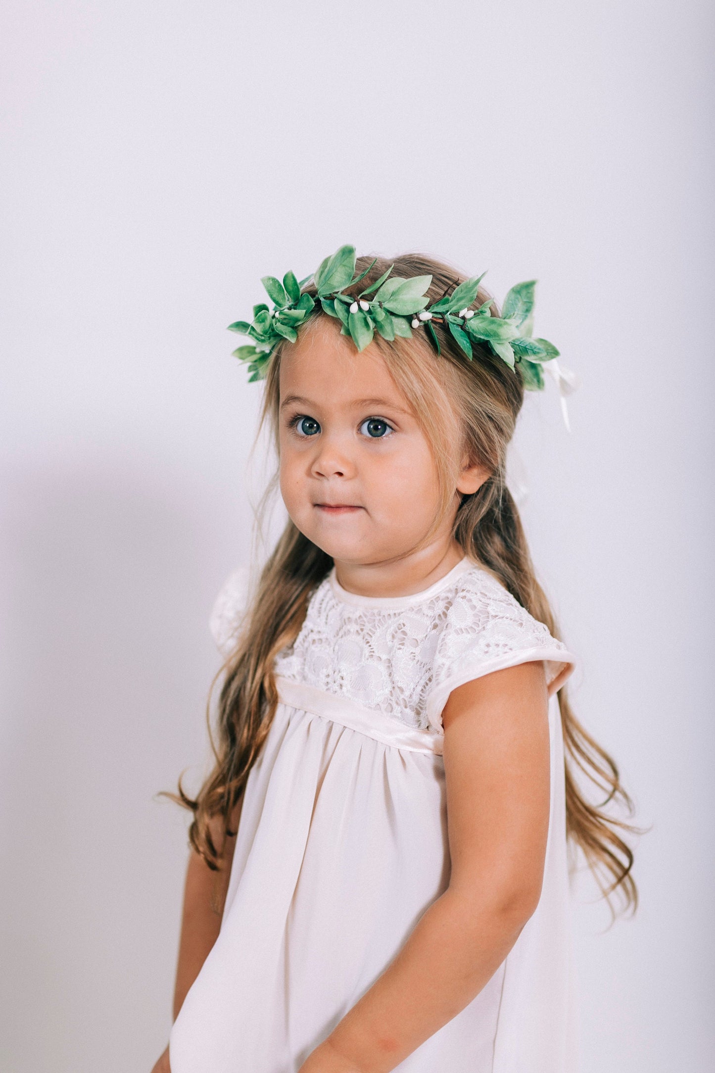 Citron Lemon Leaf Flower Crown: Wedding Greenery Halo with Silk Ribbon
