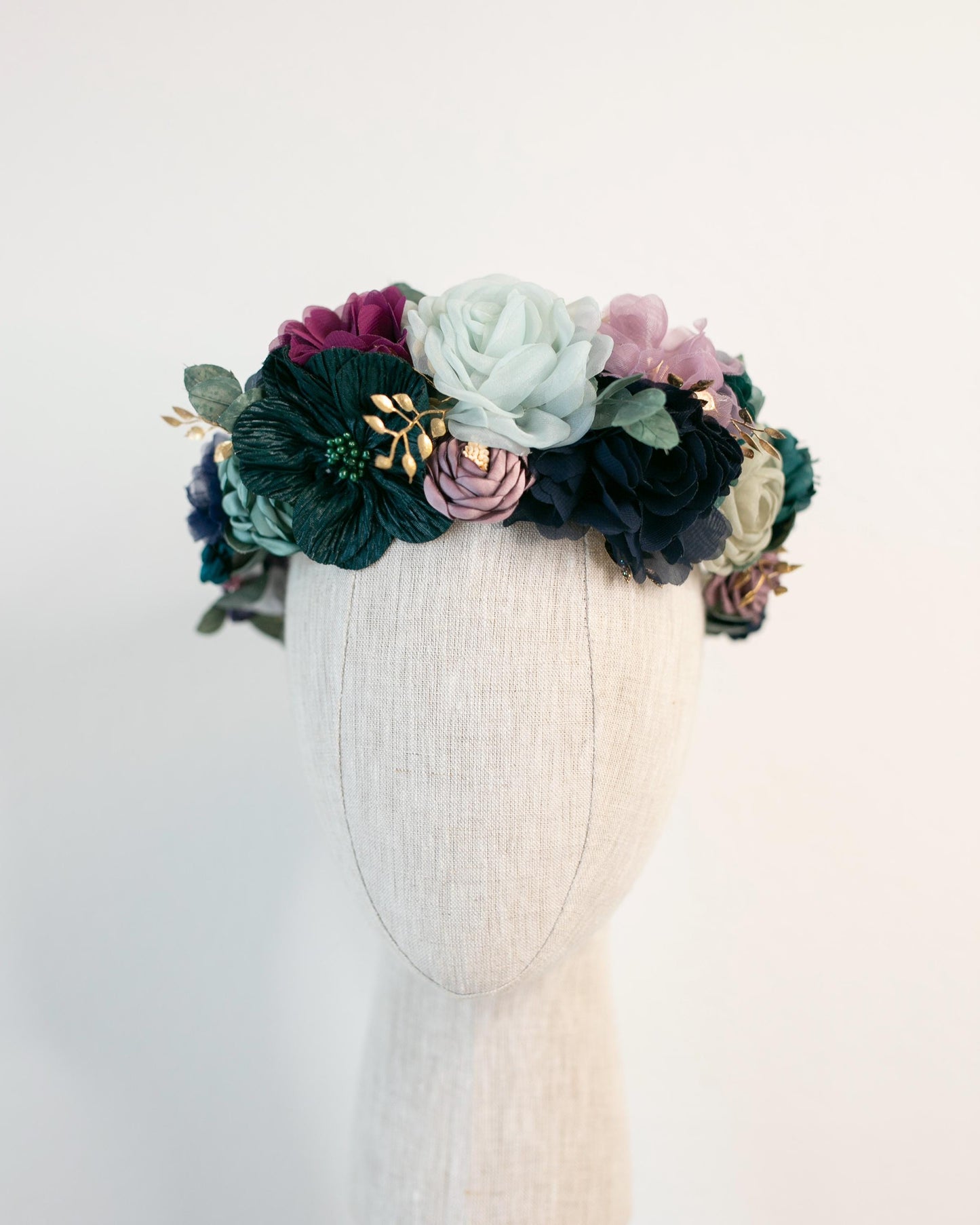 Midnight Summer Wedding Flower Crown: Purple & Blue Floral Hair Wreath