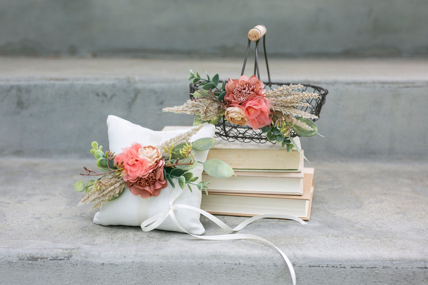 Francesca Rustic Bronze Flower Girl Basket: Desert Bloom Wedding Decor