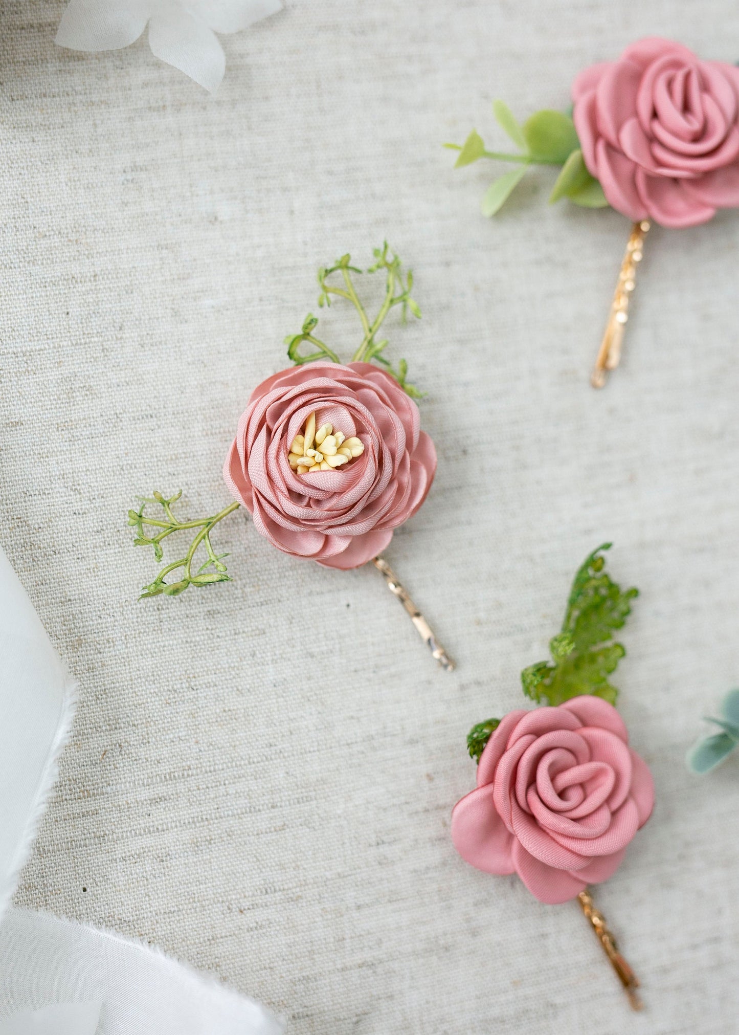 Blush Pink Flower Hair Pins: Bridal Hair Accessory