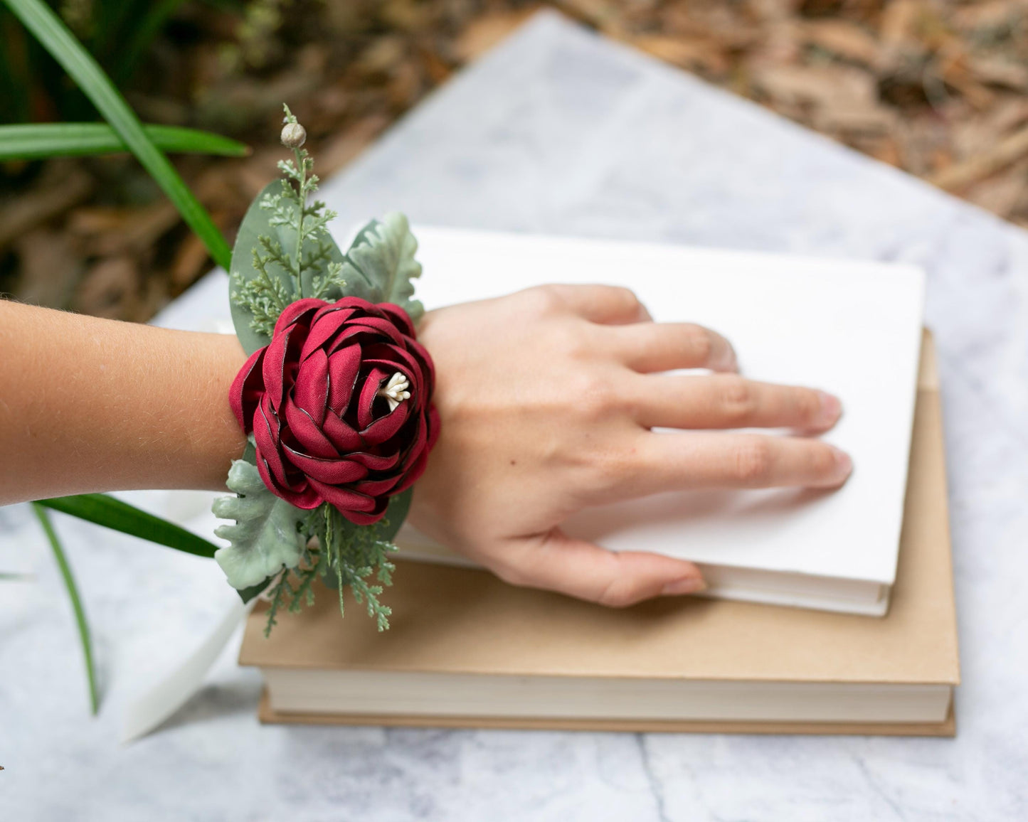 Red Rose Corsage Wristlet: Wedding Mother of Bride Floral Alternative