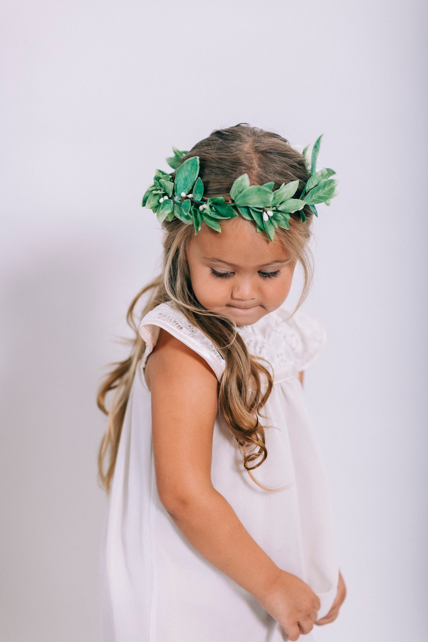Citron Lemon Leaf Flower Crown: Wedding Greenery Halo with Silk Ribbon