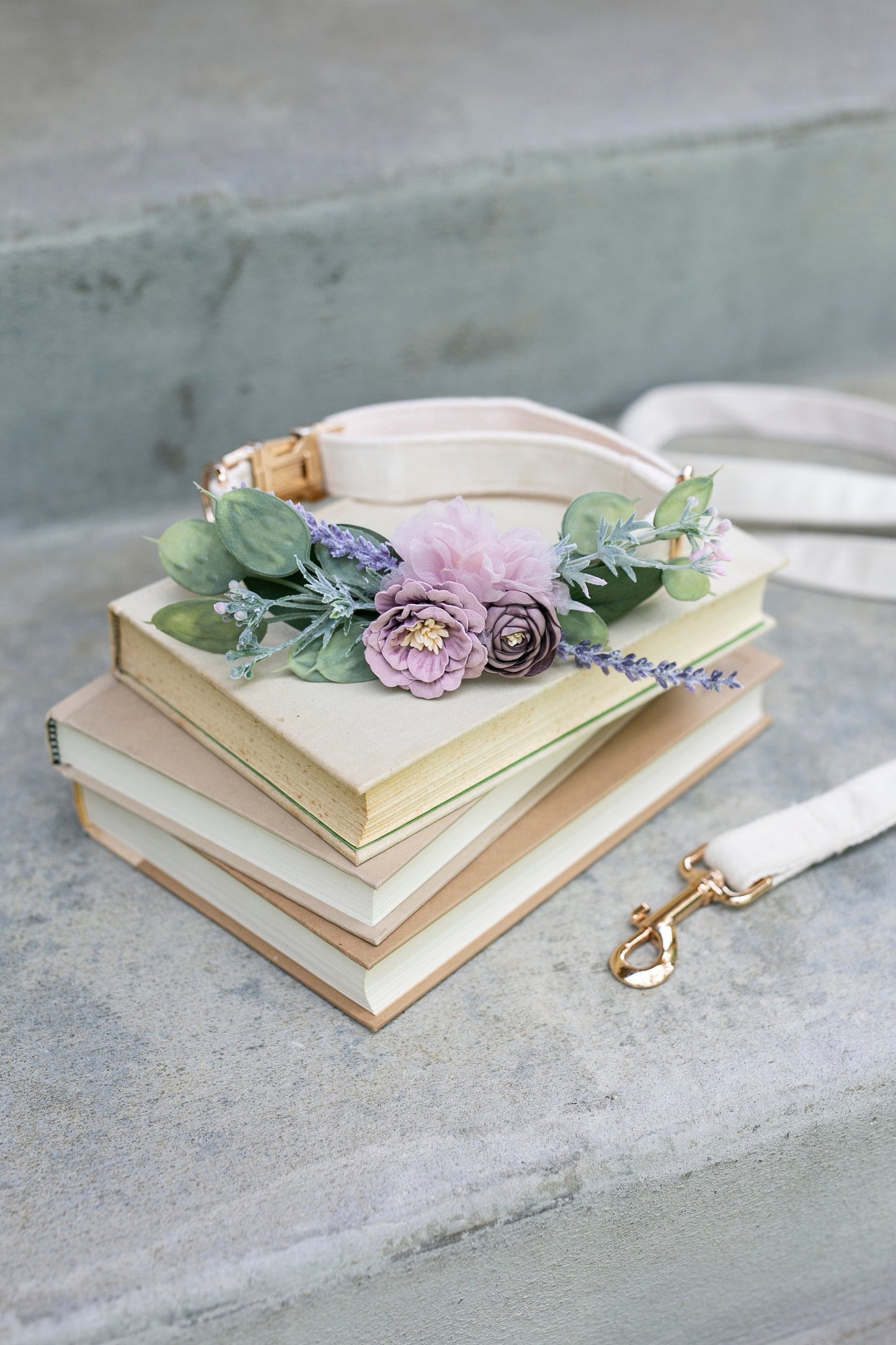 Dog Wedding Collar Corsage: Mauve & Purple Floral Pet Accessory