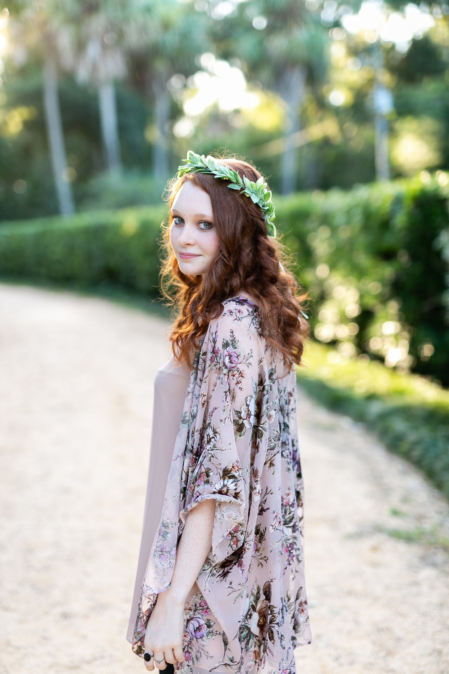 Citron Lemon Leaf Flower Crown: Wedding Greenery Halo with Silk Ribbon