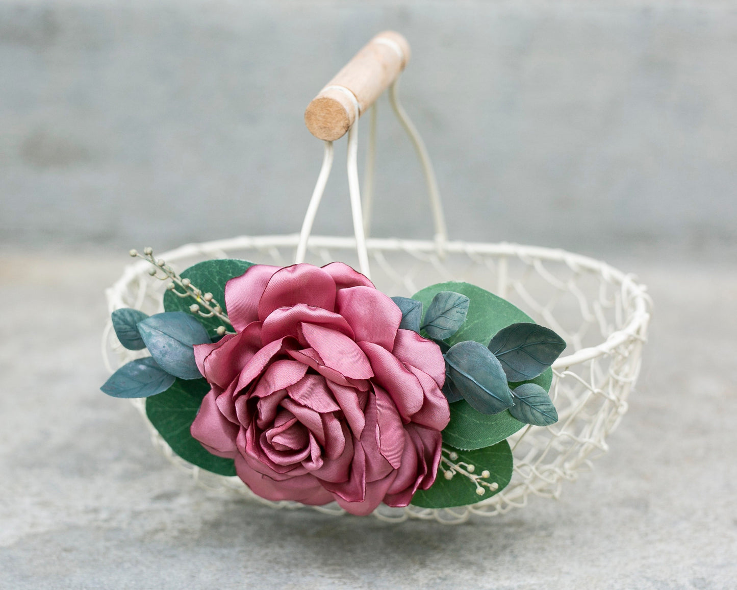 Ivory Flower Girl Basket: Blush Pink Wedding Decor