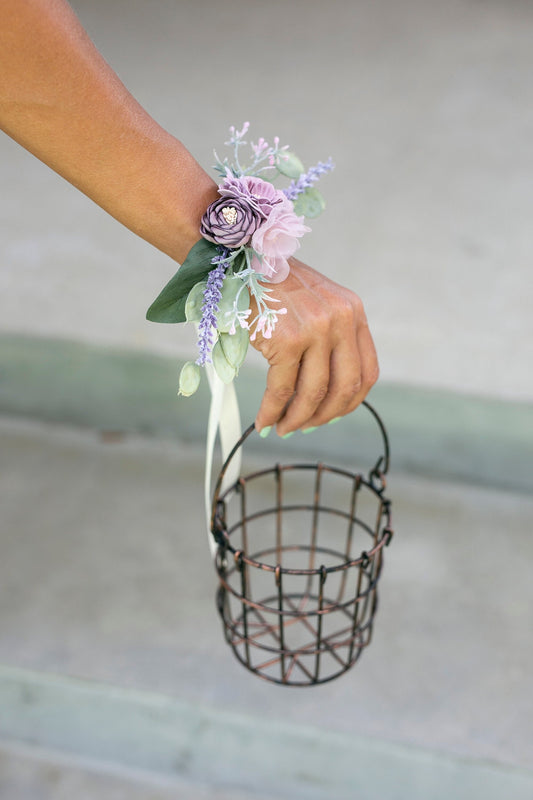 Purple Floral Corsage: Wedding Mother of Bride Wristlet