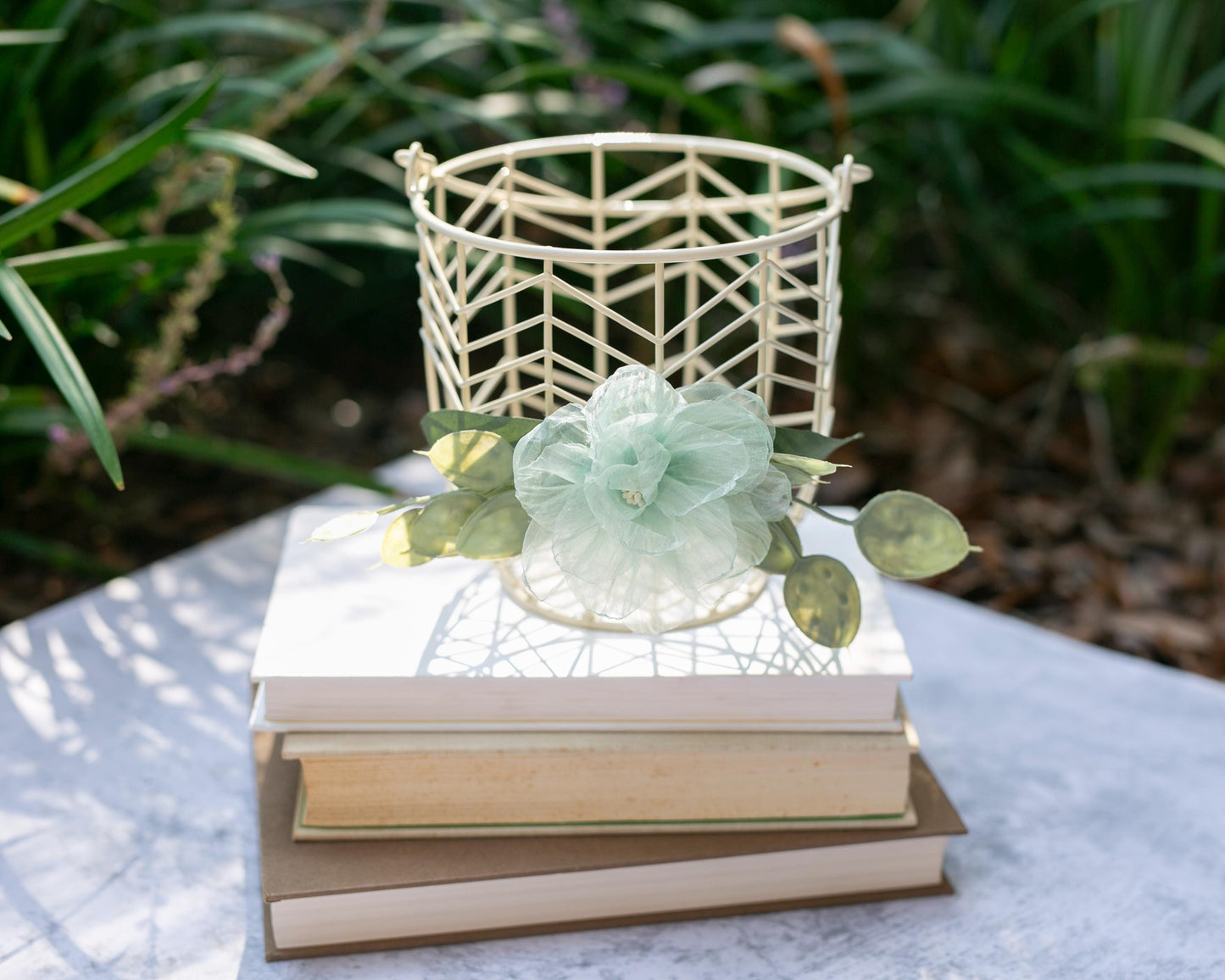 Ivory Flower Girl Basket: Modern Wedding Decor Basket