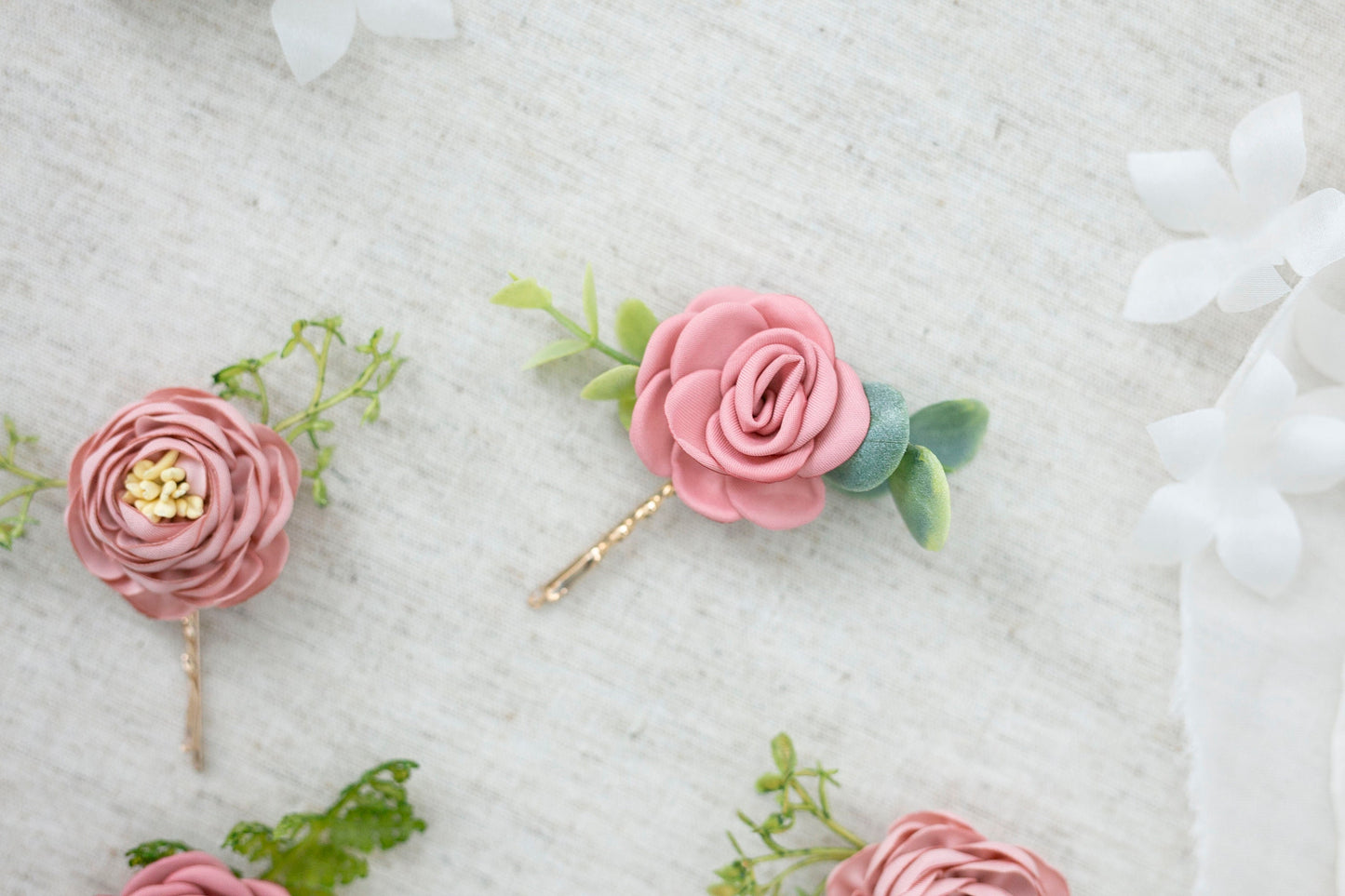 Blush Pink Flower Hair Pins: Bridal Hair Accessory