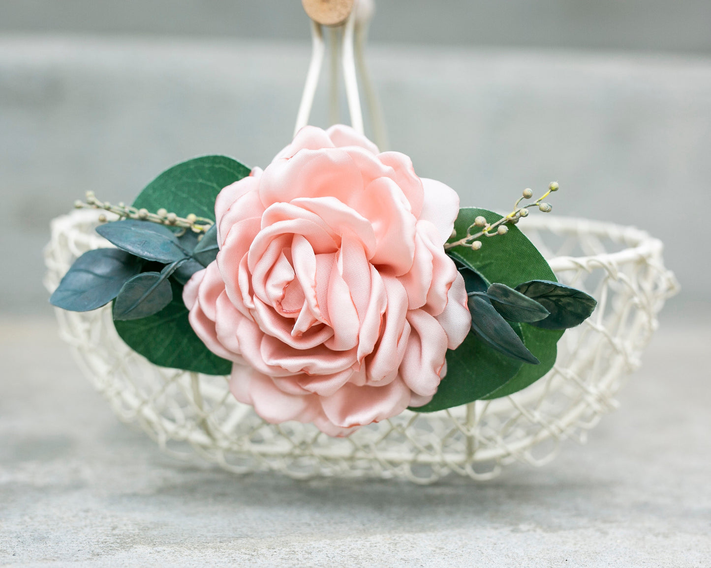 Ivory Flower Girl Basket: Blush Pink Wedding Decor